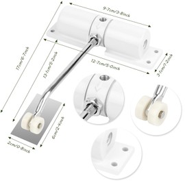 Adjustable Door Closer, Interior Door, Spring Loaded Door Closer, Adjustable Door Closer, Automatic Door Closer, Door Closer, with Mounting Plate and Screws, for Interior Doors, Room Door (White)