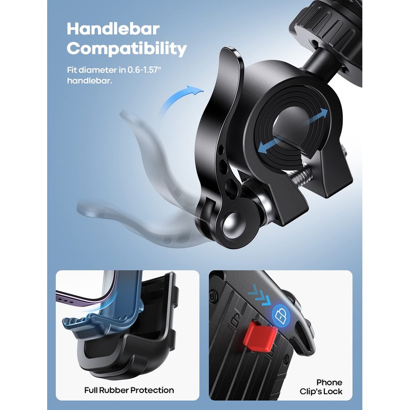 Lamicall Bike Phone Holder, Motorcycle Mount - Motorcycle Phone Holder,