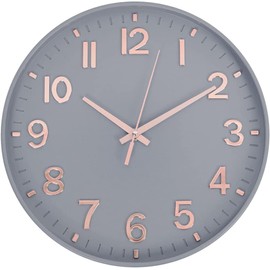 HZDHCLH Radio-Controlled Clock 30 cm Large Dial Wall Clock Silent Suitable for School Home Wall Decoration (Grey Gold)
