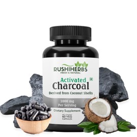 RUSHIHERBS Activated Charcoal 500 mg, 60 Capsules, Dietary Supplement to Support a Healthy Lifestyle