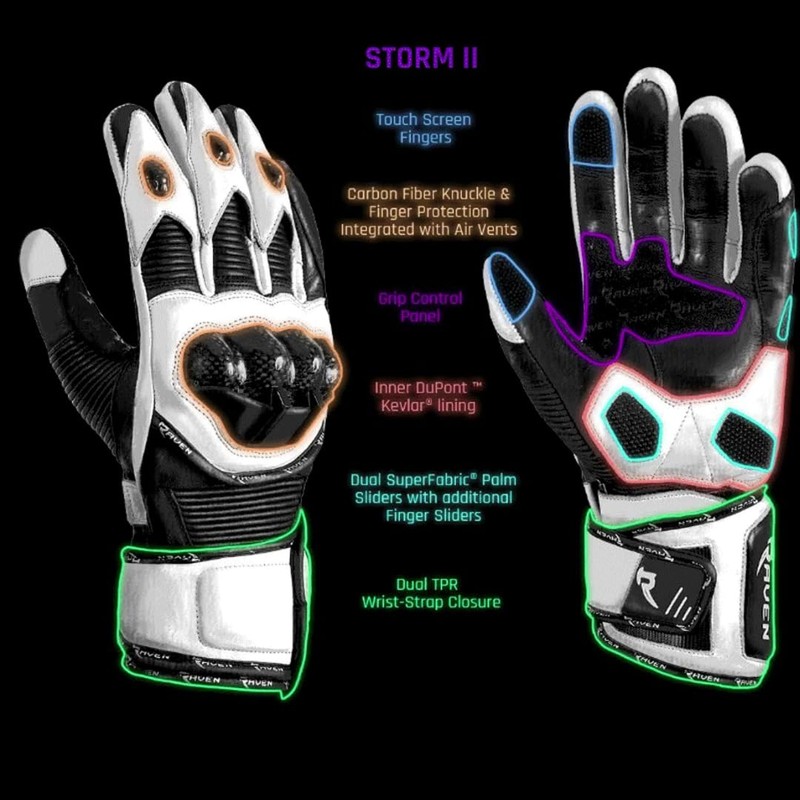 RAVEN Moto Storm (White,Black, Men's X-Large)