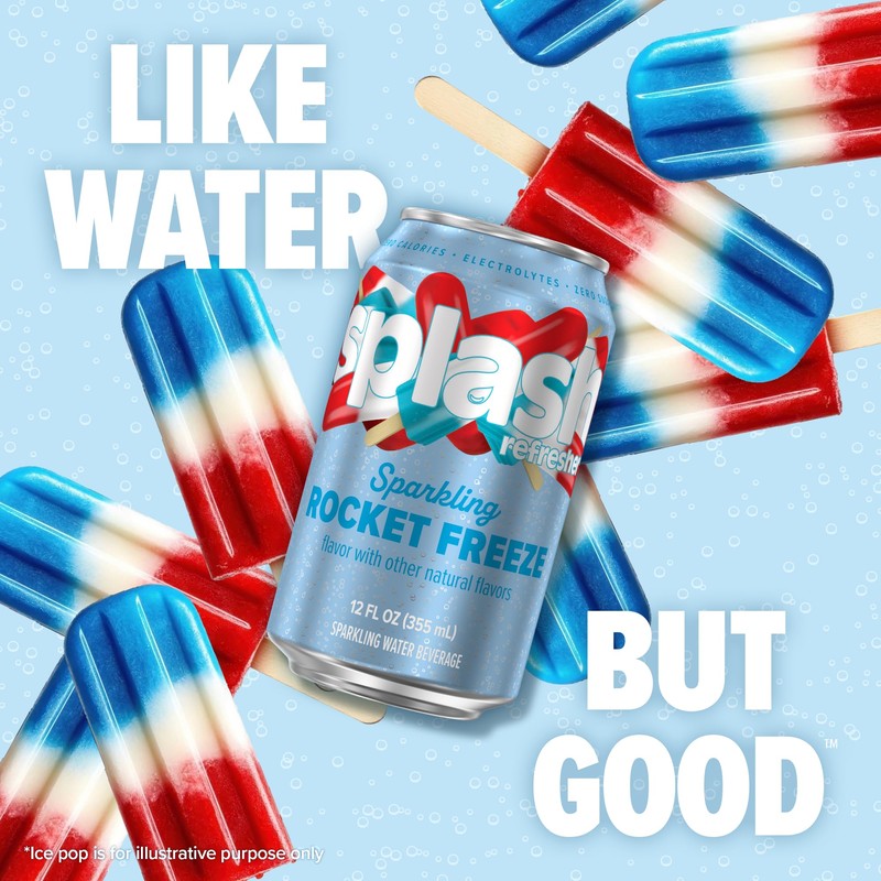 Splash Refresher Sparkling Water, Rocket Freeze - 8-Pack, 12 Fl
