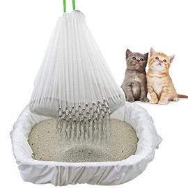 Sifting Cat Litter Box Liners Bags with Holes- Durable with Drawstring Scratch Resistant Waste Small size 31Ã18inch ï¼Pack of 7ï¼