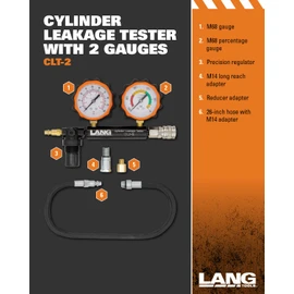 Lang Tools CLT-2 100 PSI Cylinder Leakage Tester with 2 Gauges, One Size