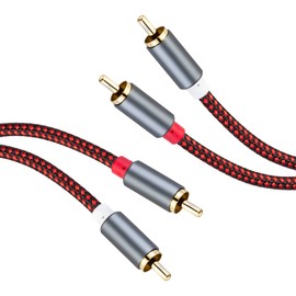 GESSEOR RCA Cable 6 ft 2RCA to 2RCA Cable 2Rca Male to 2-RCA Male Audio Stereo Subwoofer Cable Nylon-Braided Auxiliary Audio Cord for Home Theater, HDTV, Amplifiers, Hi-Fi