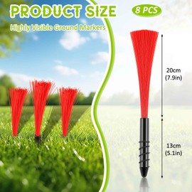 Vertintong 8 Pcs Ground Markers Property Line Markers Screw in Ground Markers 13 Inch Red Survey Markers Survey Stakes Marking Whiskers with Nails for Lawn Landscape Marking Sprinkler Irrigation