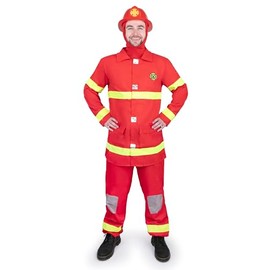 Dress Up America Firefighter Costume for Adults - Mens Fireman Costume - Red