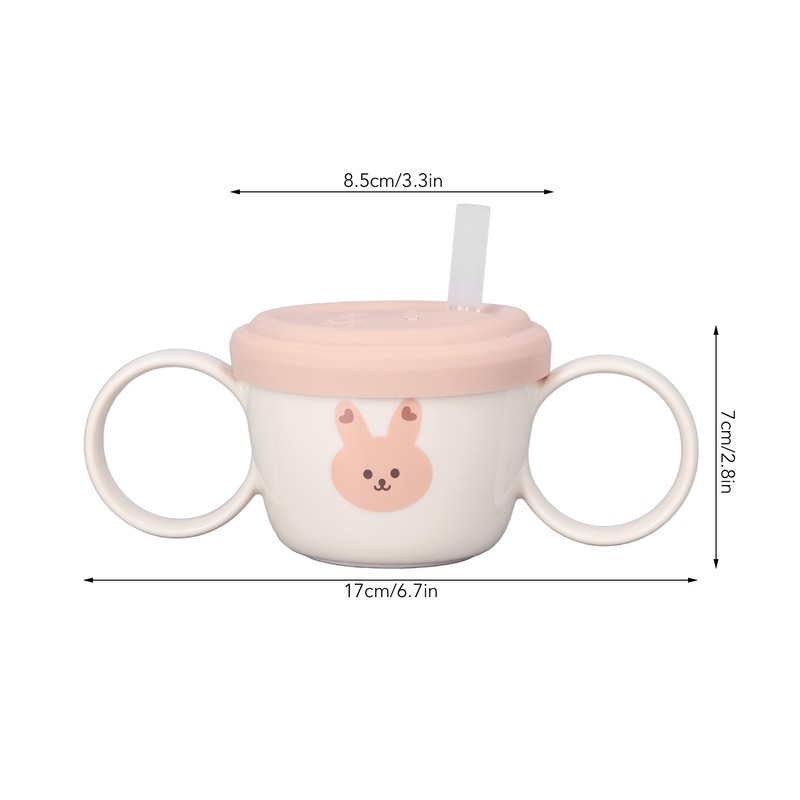 Baby Learning Drinking Cup 200mL Cartoon Animal Print Silicone Training