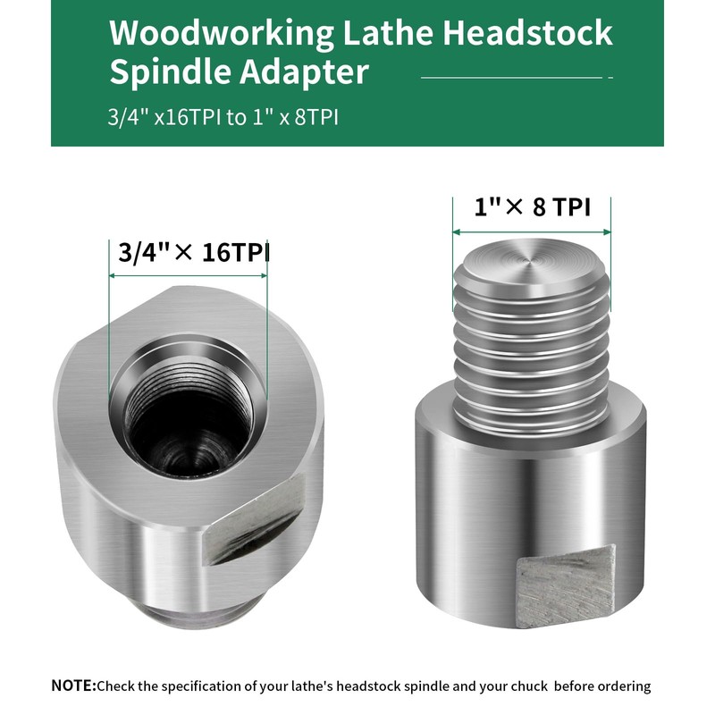 HAowosi Lathe Headstock Spindle Adapter,Converts FT 3/4" x 16 to