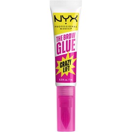 NYX Professional Makeup The Brow Glue Crazy Lift, gel de cejas con fijación extrema por 24H, efecto laminado, resiste al sudor y sin residuos, cepillo integrado para precisión, 7ml - (Transparente)