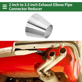 Motoforti Mandrel Exhaust Bend Elbow Concentric Reducer Car Exhaust Pipe Tubing Piping Adapter 2" OD to 3.5" OD 201 Stainless Steel Silver Tone