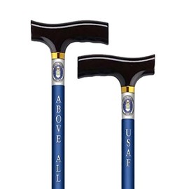 AlexOrthopedic Adjustable Aluminum walking Cane for Men & Women with Fritz Handle - US Air Force Design - Walking Stick for Seniors Balance & Stability - Lightweight & Durable Mobility stick Aid- Blue