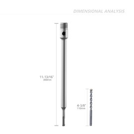 GSTK 300mm 11-13/16" Upgraded SDS Plus Shank Concrete Hole Saw Connecting Rod for Cement Brick Wall Handle
