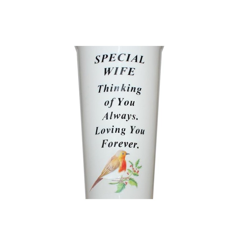 Memorial Grave Flower Pot - 33cm tall Sturdy White Memorial