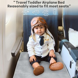 Toddler Airplane Bed Seat Extender, Kids Airplane Bed, Portable Baby Airplane Seat Extender Travel Bed, Kids Airplane Travel Essentials, Suitable for Airplane, Train, Bus