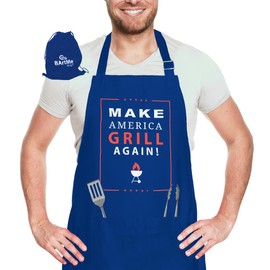 BARTME DESIGN Funny Grilling Apron America Grill again - Adjustable Kitchen Chef Aprons - Gift Bag 100% Cotton