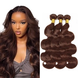 Dark Brown Human Hair Bundles Color 4 Body Wave Bundles 22 24 26 Inch Chocolate Bundles Human Hair Brown Body Wave Bundles
