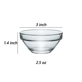 Sizikato 12pcs Clear Glass Sauce Dip Bowls, 3-Inch Soy Sauce Bowls Vinegar Bowls Honey Bowls Appetizer Bowls