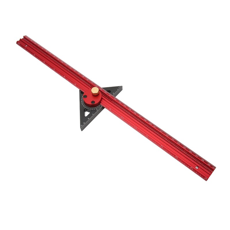400mm Woodworking Hole Scribing Ruler Aluminum Alloy 360° Rotating Line