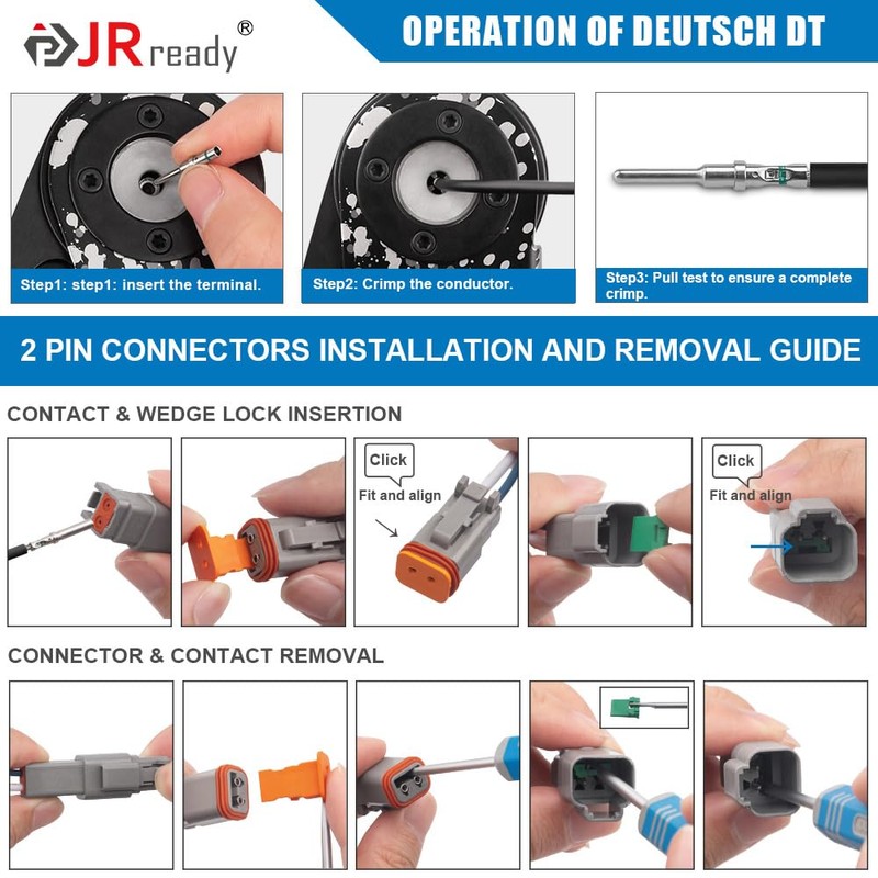JRready Deutsch Connector 3 Pin Connector Kits with Size 16