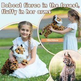 Muiteiur 5 Piece Lynx Stuffed Animals, Soft Bobcat Stuffed Animals with Babies,18-inch Plush Toy for Kids Girls Boys, Gift for Birthday Children Day