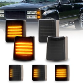 Bestview Front Corner Light Compatible with 1994-1999 GMC Sierra C/K 1500 2500 3500 Suburban Yukon, Dynamic Amber LED 4Pcs, GM2550148 GM2551148 5977463 5977464