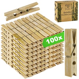 Bamboo Clothes Pegs - Pack of 100 - Sustainable Bamboo Pegs - Untreated Wooden Clothes Pegs for Hanging Laundry and Crafts