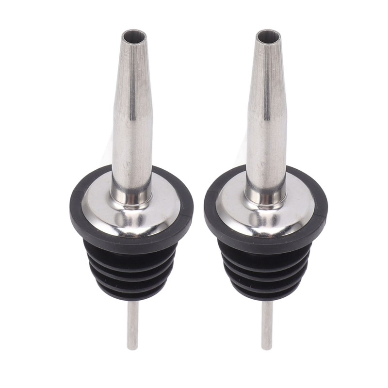24pcs Stainless Steel Bottle Pourers with Black Plastic Cover Conical