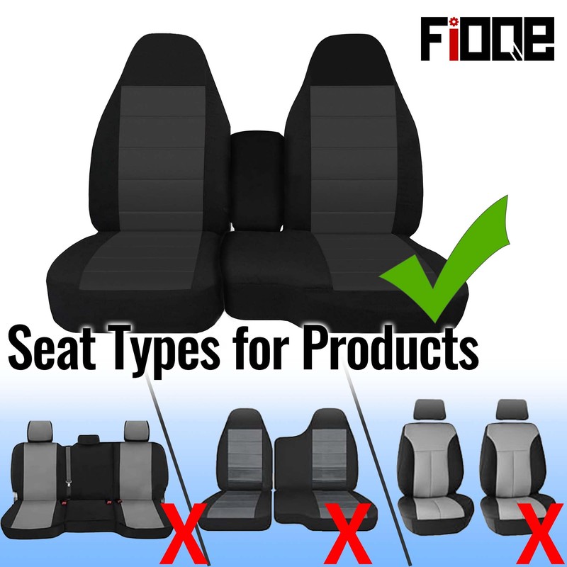 Fioqe Front 60/40 Split Bench Seat Covers with Console Armrest