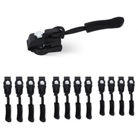 12PCS Zippers, Zipper Pull, Black Universal Zipper Replacement, Instant Zipper for Coats, Jacket, Luggage, Backpacks