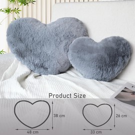 Yhoelata Heart Cushion, Grey Heart-Shaped Cushion, Cuddly Cushion, Love Decorative Cushion, Aesthetic, Plush Cushion for Living Room, Sofa, Bedroom, Bed, Gift, 26 x 36 cm