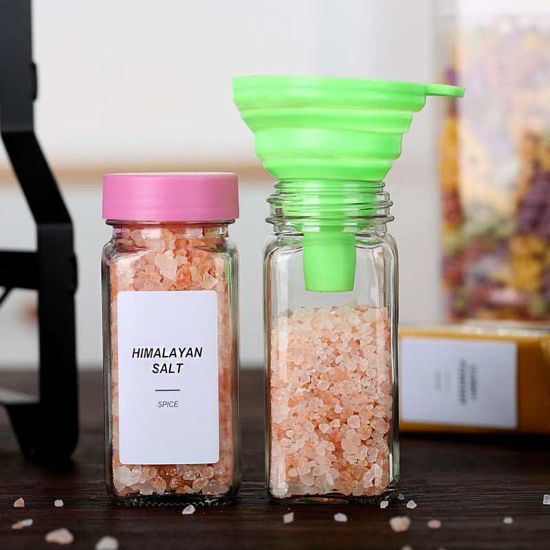 JARXSUN 24 Glass Spice Jars with Label-4oz Spice Containers with