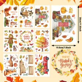 Thanksgiving Window Stickers, Autumn Decoration Window Pictures, Maple Leaves Window Stickers, Thanksgiving Window Pictures for Autumn Merry Thanksgiving Party Harvest Festival Seasonal (A)