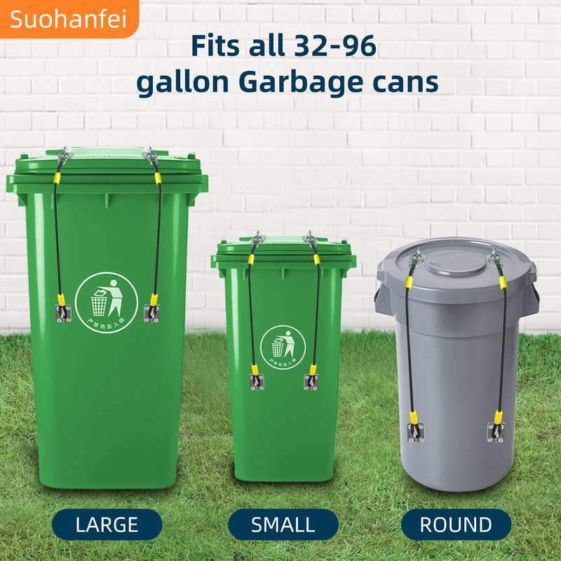 4 Pcs Trash Can Lid Lock for Animal, Bear Proof