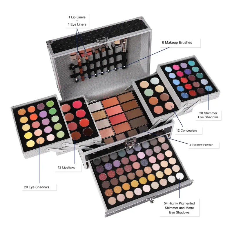 Set de Maquillaje Charmcode de 144 Piezas con Estuche Negro