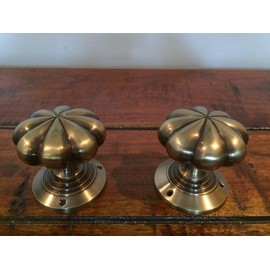 Chattels Stunning Pair of Large Mortice Flower Door Knobs in Antique Bronze Solid Brass Handles KLN-AB