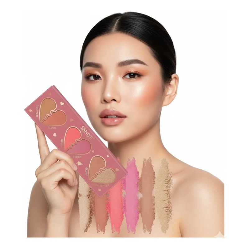 Paleta Facial 3 En 1: Contorno, Rubor E Iluminador En