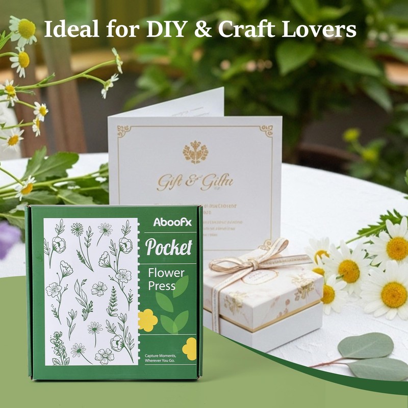 Aboofx Mini Flower Press Kit, 2.5"x4" Wooden Pocket Small Flowers