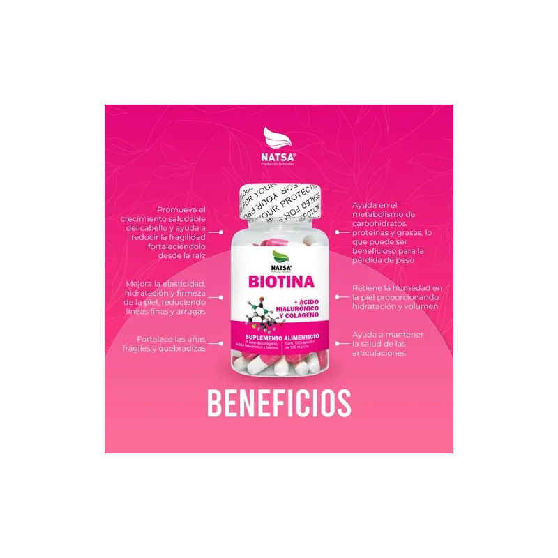 Biotina, 500 Cápsulas (5 Frascos 100 Cap C/u)