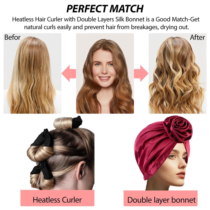 2PCS Silk Bonnet,Satin Hairbonnet,Adjustable Hairbonnet for Sleeping,Soft Satin Bonnet for
