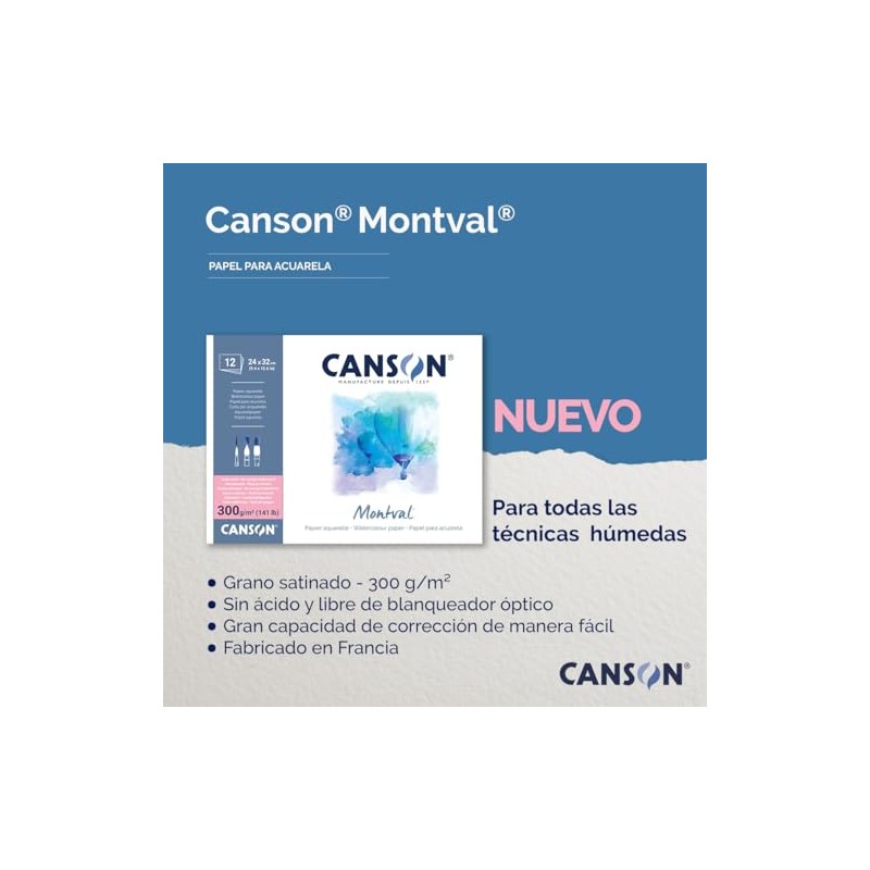 CANSON Montval Watercolour Paper Spiral Pad, Satin, 300 gsm, 12