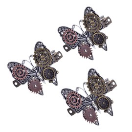 Minkissy 3pcs Steampunk Gear Hair Clips for Women Zinc Alloy Spring Hairpins Lightweight Decorative Accessories for Parties Festivals and Daily Wear Punk Style Hairdress Clips