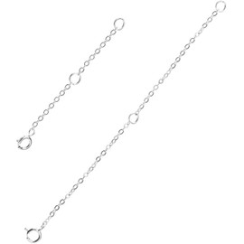 2Pcs Necklace Extension Chain S925 Sterling Silver Necklace Extender Adjustable Accessories for DIY Jewellery Making Necklace Bracelet Jewelry Making Women Men (Silver)