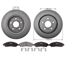Goodyear Brakes PRK59793F | Front Truck & SUV Brake Kit with Pair (2) of AntiOx Coated Brake Rotors and Carbon-Ceramic Brake Pads fits Acura MDX 20-17; Honda Pilot 21-16, Ridgeline 20-17