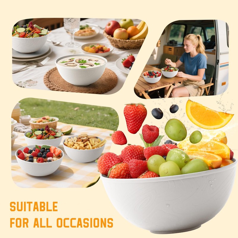 Homienly Wheat Straw Bowls with Unique Texture Design, 40 OZ