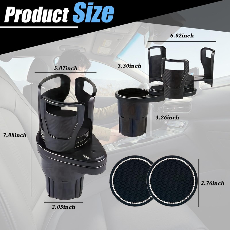 DECUIOCC Upgraded Car Cup Holder Expander, 2 in 1 Vehicle