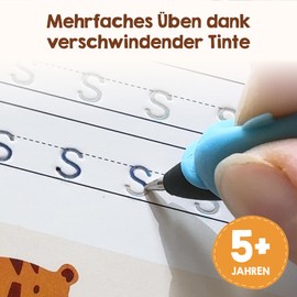 Edubini Magic Preschool Exercise Books from 5 Years for Boys and Girls - [Book + Pencil] - Reusable Writing Books for Preschool - Learning Letters