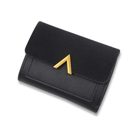 MultiValue Women's Purse, Leather Women's Purse, Triple Folded, Multifunctional Women's Purse, Wallet for Women with Press Stud Zip for Women and Girls, black, Modern