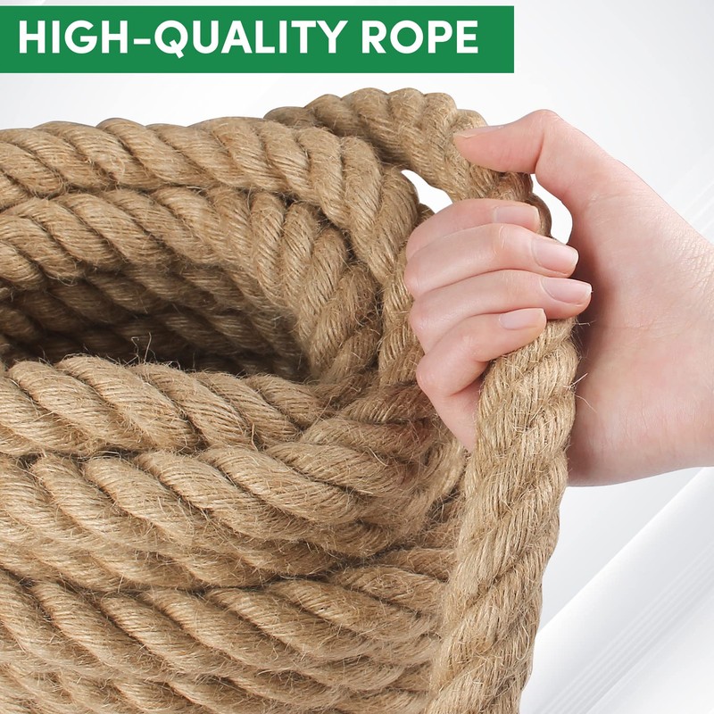 Manila Rope 3/4 Inch x 100ft - Natural Hemp Rope,Heavy