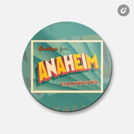 Unbranded Anaheim City USA Vintage Greeting | 4'' X 4'' Round Decorative Magnet